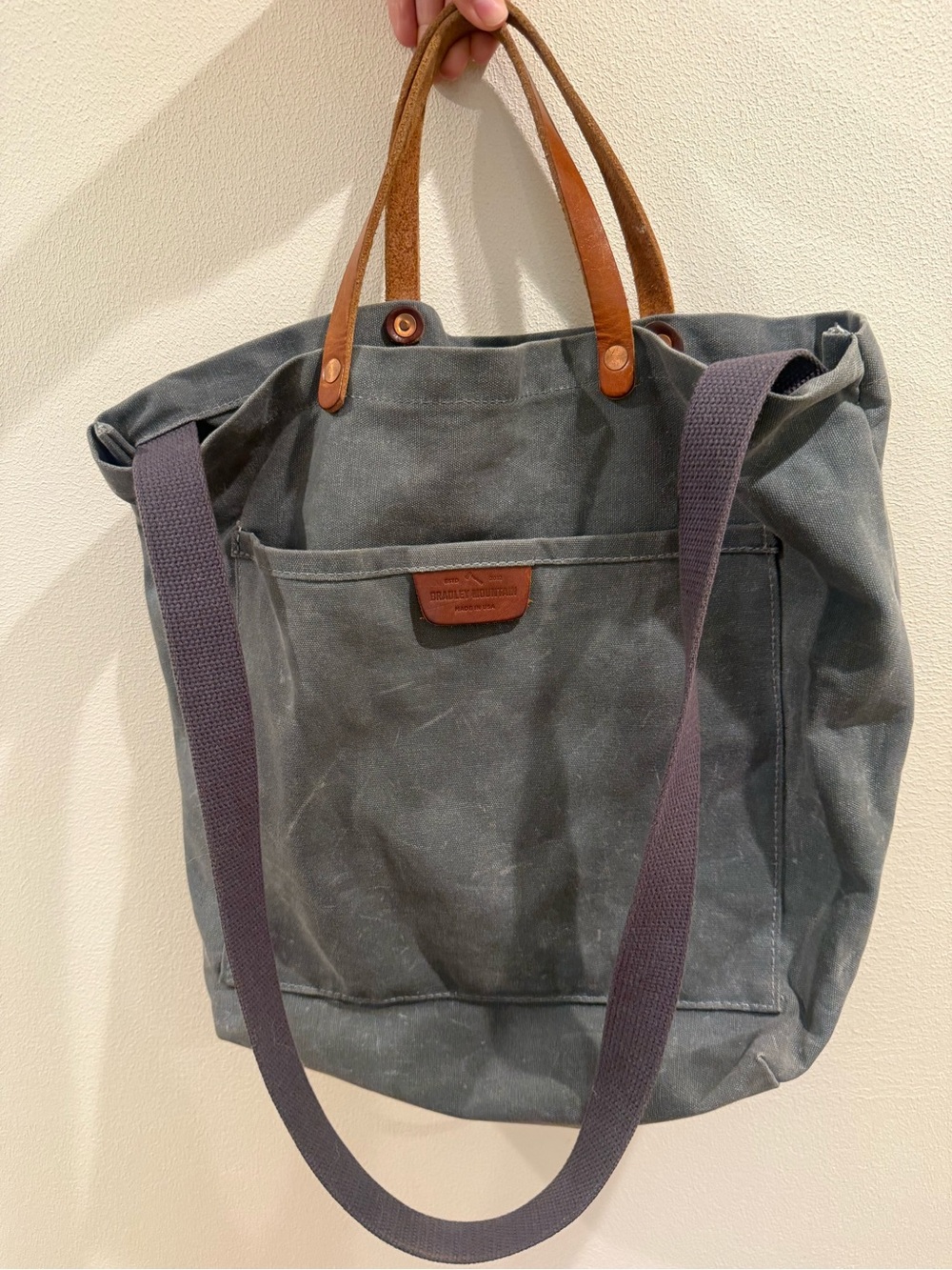 bradley mountain Coal Tote Waxed Canvas Shoulder Bag Leather Handles USA - Picture 3 of 4